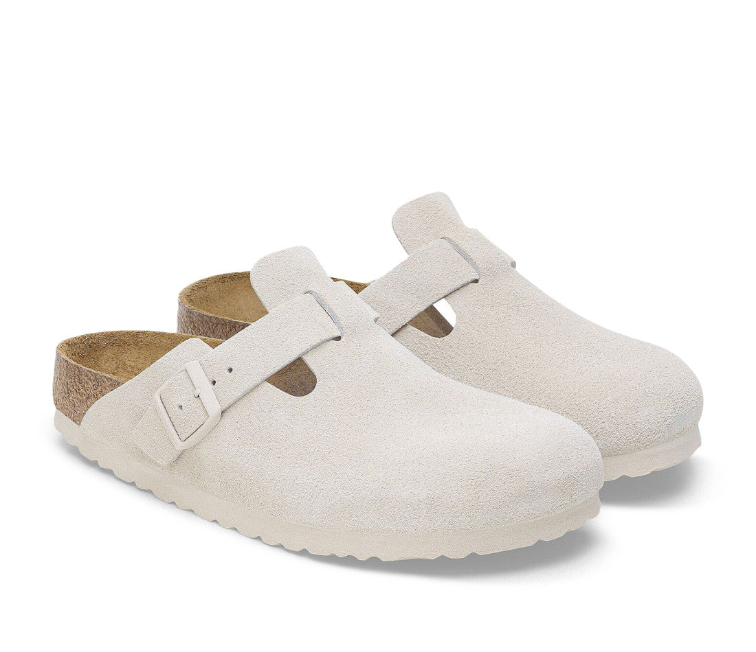 Birkenstock Boston Antique White Suede