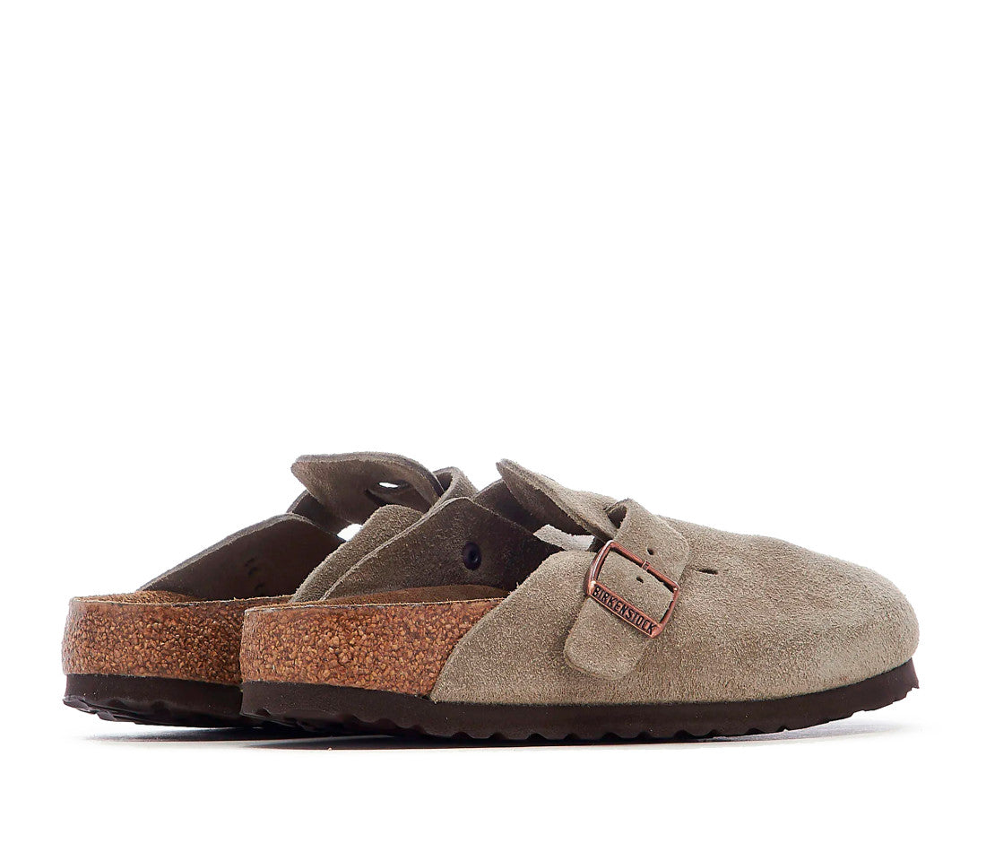 Birkenstock Boston Soft Footbed Suede Taupe (Coupe étroite)