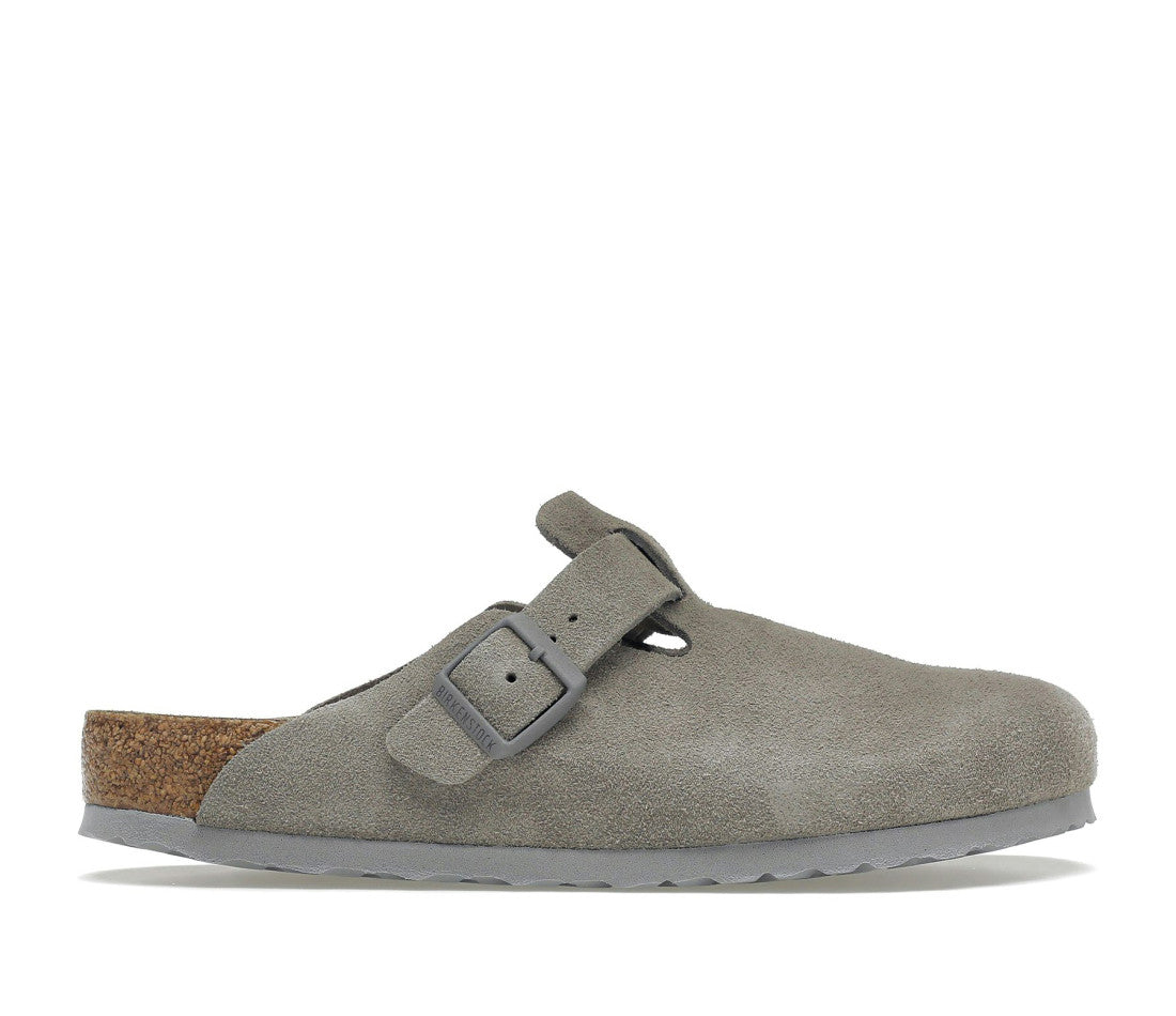 Birkenstock Boston Soft Footbed Suede Stone Coin